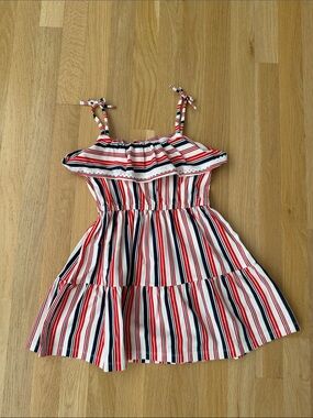 Janie and Jack Red, White & Navy Striped Sundress
